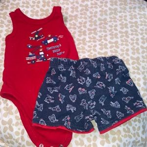 Mommies little hero Summer two piece toddler set